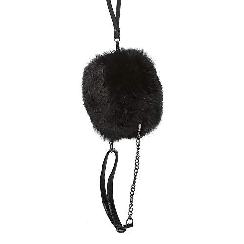 Fur Story Women's Winter Fur Black Fox Handbag Leather Ladies Shoulder Bag