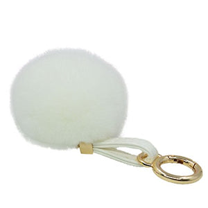 Fur Story 16816 Real Rex Rabbit Fur Pompom Ball Car Key Chain Handbag Key Rings