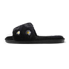 Load image into Gallery viewer, Women&#39;s Furry Slippers Fluffy Fur Slippers Daisy Open Toe House Slippers(Black,7.5-8)