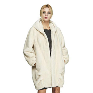 Fur Story Women's Mink Fur Coat with Hood Thick Fur Jacket for Winter 18118