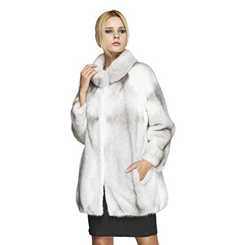 Fur Story Women's Mink Fur Coat with Stand Collar Thick Fur Jacket for Winter CrossMink 18119