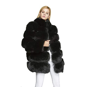 fur story Women's Fox Fur Coat with Stand Collar Fur Jacket for Winter 18125