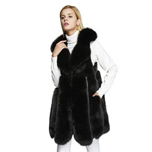 Load image into Gallery viewer, fur story Women&#39;s Fox Fur Vest Long Winter Fur Jacket with Turnover Collar 18203