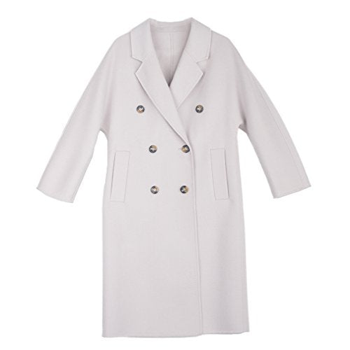 Fur Story Women's Long Double Faced Cashmere Coat Handmade Fashion Ladies Double Breasted Coat