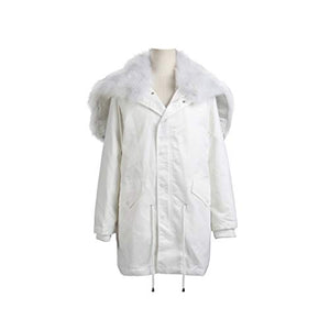 Fur Story Women's Parka Jacket with Real Fox Fur Hood Winter Fur Coat with Detachable Rabbit Fur Lining 18106