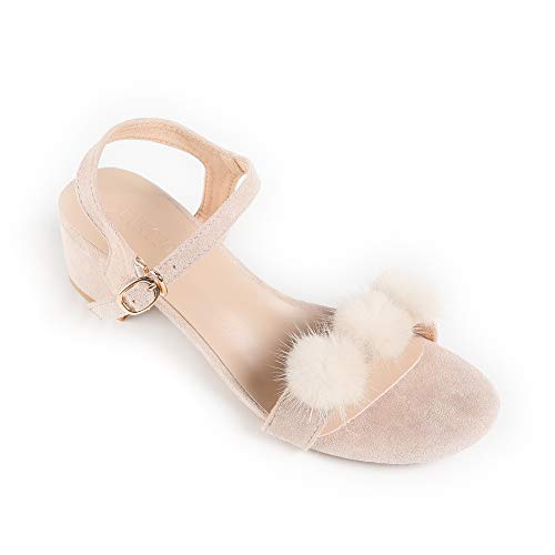 Fur Story FS20S07 Women's Open Toe Heel Sandal Mink Fur Black Camel Strappy Pumps Sandals Shoes