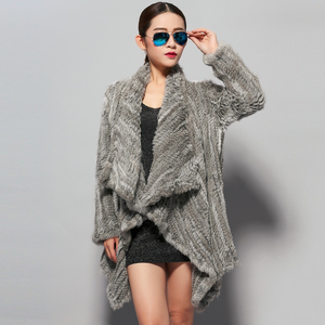 Natural Rabbit Fur Coat Jacket Biggest Size Jacket Winter Long Overcoat