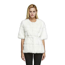 Load image into Gallery viewer, fur story FS18110 Women's Rabbit Fur Coat Solid Color Fur Jacket for Winter with Round Collar Half Sleeve