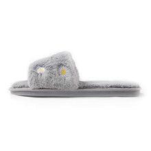 Load image into Gallery viewer, Women&#39;s Furry Slippers Fluffy Fur Slippers Daisy Open Toe House Slippers(Gray）