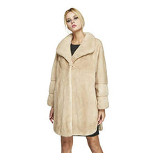Load image into Gallery viewer, Fur Story Women's Mink Fur Coat Solid Color Fur Jacket for Winter with Turn-Down Collar 18116