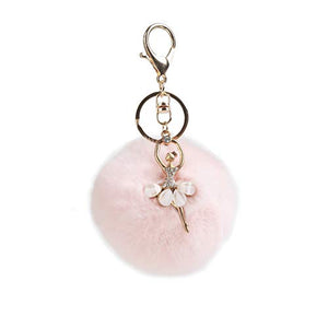 Fur Story FS16819 Fur Pom Pom KeyChain Bag Car Purse Charm Fluffy Fur Keychain Ball