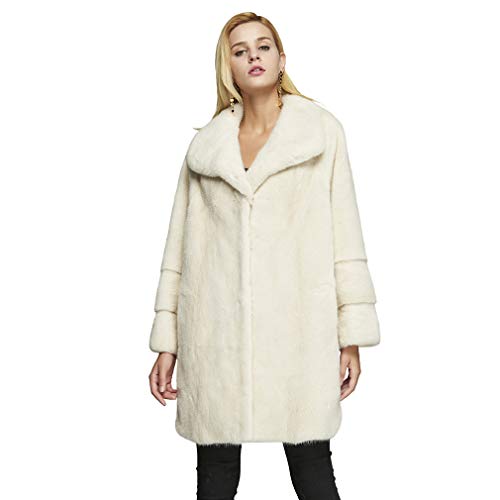 Fur Story Women's Mink Fur Coat Solid Color Fur Jacket for Winter with Turn-Down Collar 18116