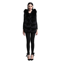 Load image into Gallery viewer, fur story Women&#39;s Fur Vest Hoodie with Real Fox Fur Thick Warm Vest with Hood Sleeveless