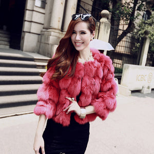 Natural Fox Fur Jacket for Women Winter Coat 14192