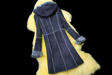 Load image into Gallery viewer, Women&#39;s Natural Long Lamb Fur Coat Double Faced Fur Coat with Fur Hood