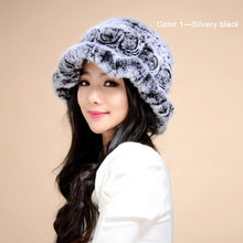 Load image into Gallery viewer, Warm Hat Winter Cap Winter Beanie Women&#39;s Knitted Real Rex Rabbit Fur Hat Cloche Fedora Cap Fur Story FS14607