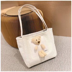 Plush Shoulder Handbag Cute Bear fluffy Tote Handbag 22436