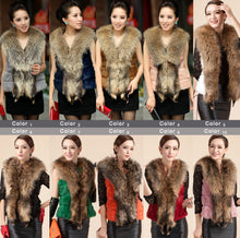 Load image into Gallery viewer, Natural Rabbit Fur Knitter Sweater Long Vest Waistcoat Jacket
