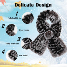 Load image into Gallery viewer, Women&#39;s Rex Rabbit Fur Scarf Ladies Flowers Crochet Winter Warm Knitted Fashion Scarf Scarves for Women