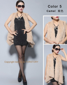 Women's Knitted Real Rabbit Fur Vest Europe Latest Style Long Vest Waistcoat Jacket