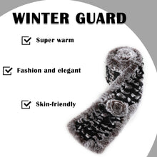 Load image into Gallery viewer, Women&#39;s Rex Rabbit Fur Scarf Ladies Flowers Crochet Winter Warm Knitted Fashion Scarf Scarves for Women