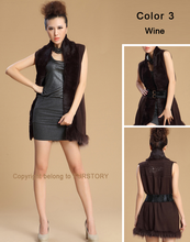 Load image into Gallery viewer, Women Natural Rabbit Fur Vest Knitted Wool Blends with Raccoon Fur Trim Waistcoat