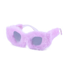Load image into Gallery viewer, Plush Cat Eye Sunglasses Vintage Soft Fur  Masquerade Cosplay Party Glasses 22812