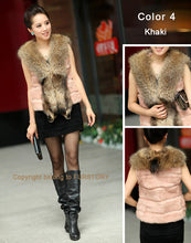 Load image into Gallery viewer, Natural Rabbit Fur Knitter Sweater Long Vest Waistcoat Jacket