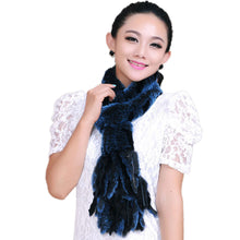 Load image into Gallery viewer, Real REX rabbit fur scarf wrap cape shawl neck warmer in fashion Blue Fur Story FS13502