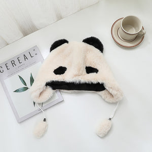 Winter Trapper Caps Cute Panda Bear Bobble Hats Plush Animal Helmet Cap 22629