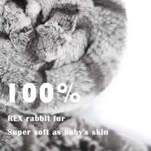 Load image into Gallery viewer, Women&#39;s Rex Rabbit Fur Scarf Ladies Winter Warm Knitted Flowers Crochet Fashion Scarf Scarves for Women Men