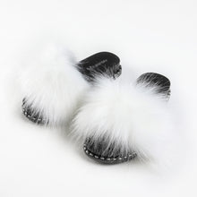 Load image into Gallery viewer, FS19S10 Faux Fur Slides Furry Slipper Sandals (Rivet)