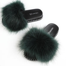 Load image into Gallery viewer, FS19S10 Faux Fur Slides Furry Slipper Sandals (Rivet)