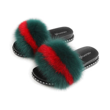 Load image into Gallery viewer, Fluffy Slides Furry Slide Sandals(Rivet-Multicolor)
