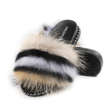 Load image into Gallery viewer, Fluffy Slides Furry Slide Sandals(Rivet-Multicolor)