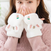 Load image into Gallery viewer, Women Girls Soft Plush Convertible Flip Top Gloves Cute Fingerless Winter Mittens 22831