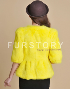 Natural Rabbit Fur Coat  Women'  Fashion Grace Overcoat Jacket