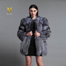 Load image into Gallery viewer, Natural Fox Fur Coat Luxury Fur Overcoat Garment Jacket Large Size O-Neck