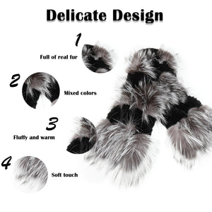 Women's Rex Rabbit Fur Scarf Ladies Winter Warm Knitted Flowers Crochet Fashion Scarf Scarves for Women Men Fur Story FS19502