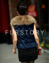 Load image into Gallery viewer, Natural Rabbit Fur Knitter Sweater Long Vest Waistcoat Jacket