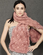 Load image into Gallery viewer, Real Knitted REX Rabbit Fur Scarf Beautiful Long Wrap Cape Shawl Neck Warmer Patches Color Top Quality FS15505