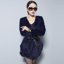 Load image into Gallery viewer, Natural Mink Fur Knitting Coat  Jacket Overcoat Long Length Version Outerwear Full Sleeve