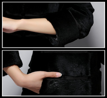 Load image into Gallery viewer, Natural Rabbit Fur Coat Full Pelt Luxury Fox Fur Collar Women Overcoat Winter Outwear
