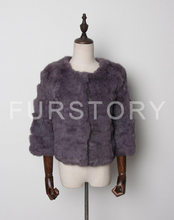 Load image into Gallery viewer, Real Rabbit Fur Coat Short Overcoat Jacket Womens&#39; Top Winter Dress Good Quality Fur Coat Female Fur Story FS13016