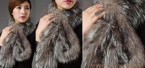 Silver Fox Fur or Fox Fur Scarf Wrap Cape Shawl Neck Warmer 3 Colors NEW FS050204
