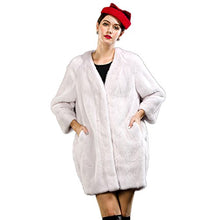 Load image into Gallery viewer, Fur Story Women&#39;s Long Fur Coat with Real Mink Fur Thick Warm Coat 3/4 Sleeve V Neck