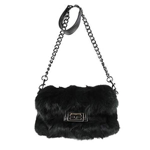 Fur Story Satchel Bags for women Fox Fur Satchel Purse Removable Crossbody Strap shoulder bag Dark Green