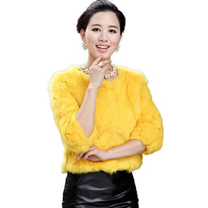 Fur Story Women's Short Genuine Rabbit Fur Coat
