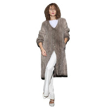 Load image into Gallery viewer, fur story Women&#39;s Knitted Long Fur Coat with Real Mink Fur Thick Warm Coat Full Sleeve V Neck