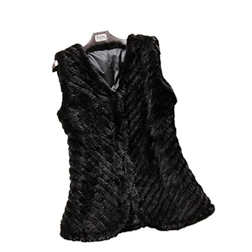 Fur Story 15216 Women's Knitted Short Real Mink Fur Vest
